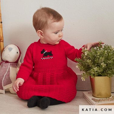 patroon breien haken baby jurk herfst winter katia 6304 20 p
