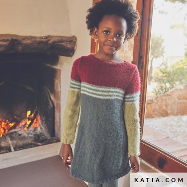 patroon breien haken kinderen jurk herfst winter katia 6305 26 p