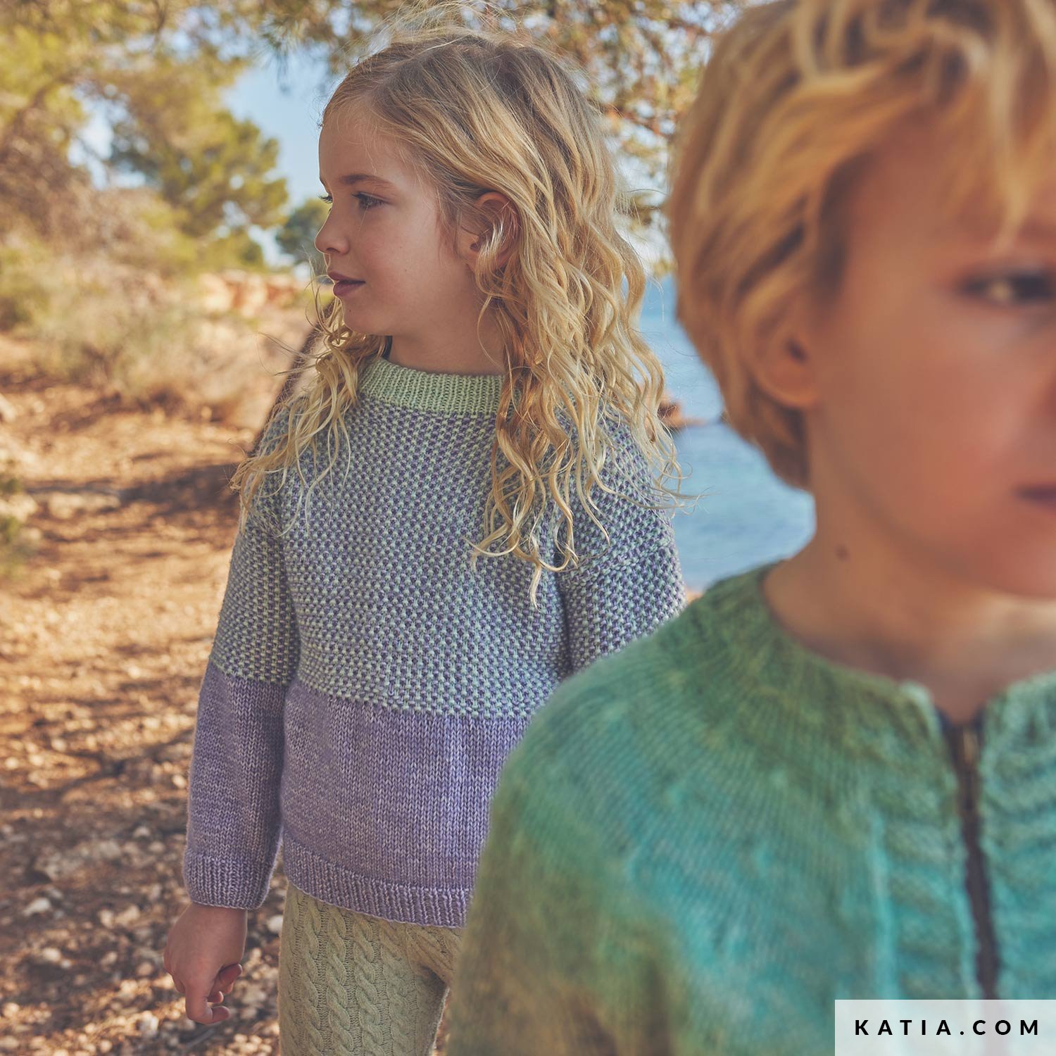 Haloumoning Sweatshirt meisjes strepen ronde hals kinderen trui casual lange mouwen tops, paars, 4-6 Jaar