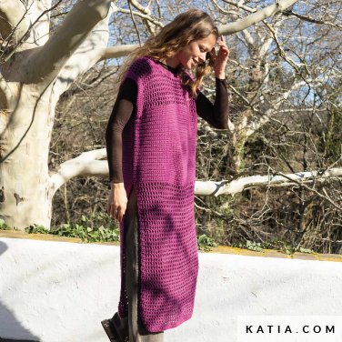 patroon breien haken dames jurk herfst winter katia 6306 14 p