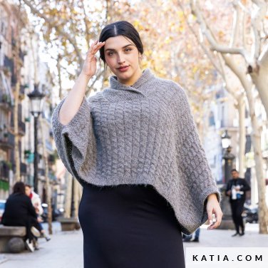 patroon breien haken dames poncho herfst winter katia 6307 23 p