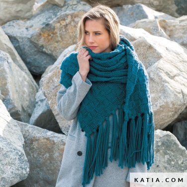 patroon breien haken dames sjaal herfst winter katia 6343 7 p
