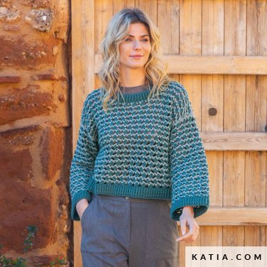 patroon breien haken dames trui herfst winter katia 6343 1 p