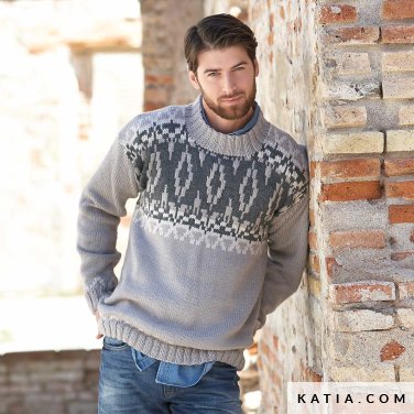 patroon breien haken heren trui herfst winter katia 6343 17 p