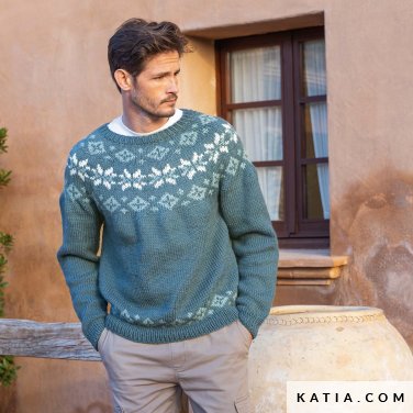 patroon breien haken heren trui herfst winter katia 6343 2 p