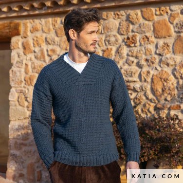 patroon breien haken heren trui herfst winter katia 6343 5 p