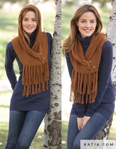 Goede Sjaal met capuchon - Dames - Herfst / Winter - modellen... | Katia.com ZA-46