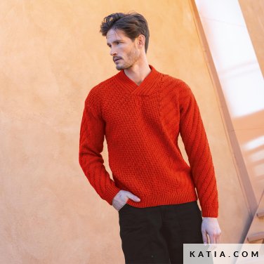 patroon breien haken heren trui herfst winter katia 6998 2c p