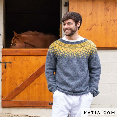 patron tricoter tricot crochet homme pull automne hiver katia 7530 6 p