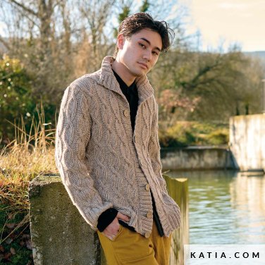 patroon breien haken heren jas herfst winter katia 7533 6 p