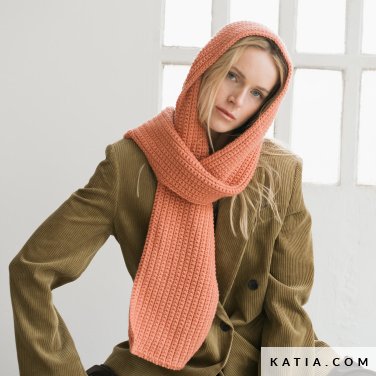 patroon breien haken dames sjaal met capuchon herfst winter katia 7534 6 p