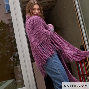 patroon breien haken dames poncho herfst winter katia 7536 5 p