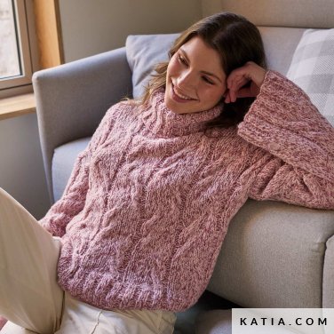 patroon breien haken dames trui herfst winter katia 7536 4 p