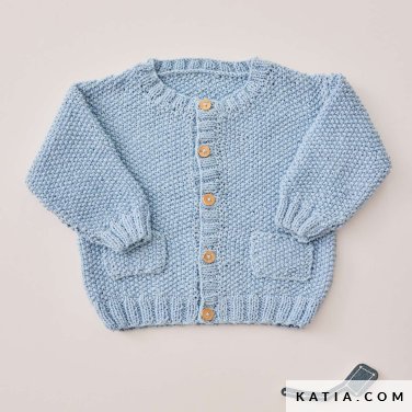 patron tejer punto ganchillo bebe chaqueta primavera verano katia 7692 28 p