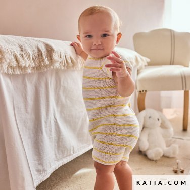patron tejer punto ganchillo bebe peto primavera verano katia 7692 8 p