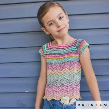 patron tejer punto ganchillo ninos camiseta primavera verano katia 7693 11 p