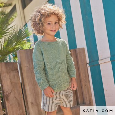 patron tejer punto ganchillo ninos jersey primavera verano katia 7693 1 p