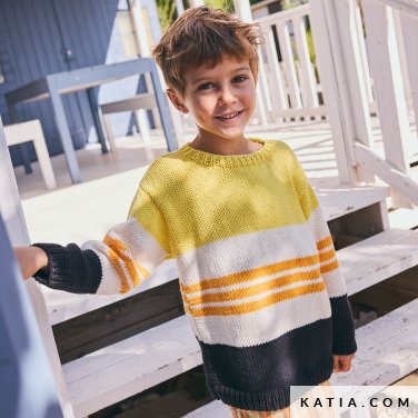 patron tejer punto ganchillo ninos jersey primavera verano katia 7693 14 p