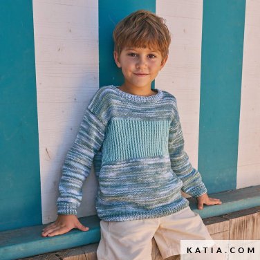 patron tejer punto ganchillo ninos jersey primavera verano katia 7693 5 p