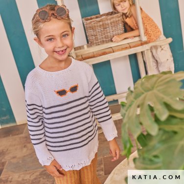 patroon breien haken kinderen trui lente zomer katia 7693 6 p