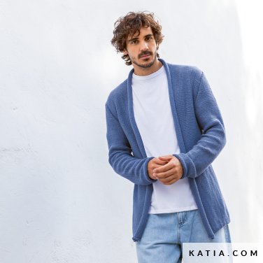 patroon breien haken heren jas lente zomer katia 7694 4 p