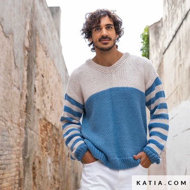 patroon breien haken heren trui lente zomer katia 7694 3 p