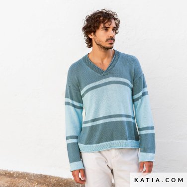 patroon breien haken heren trui lente zomer katia 7694 6 p