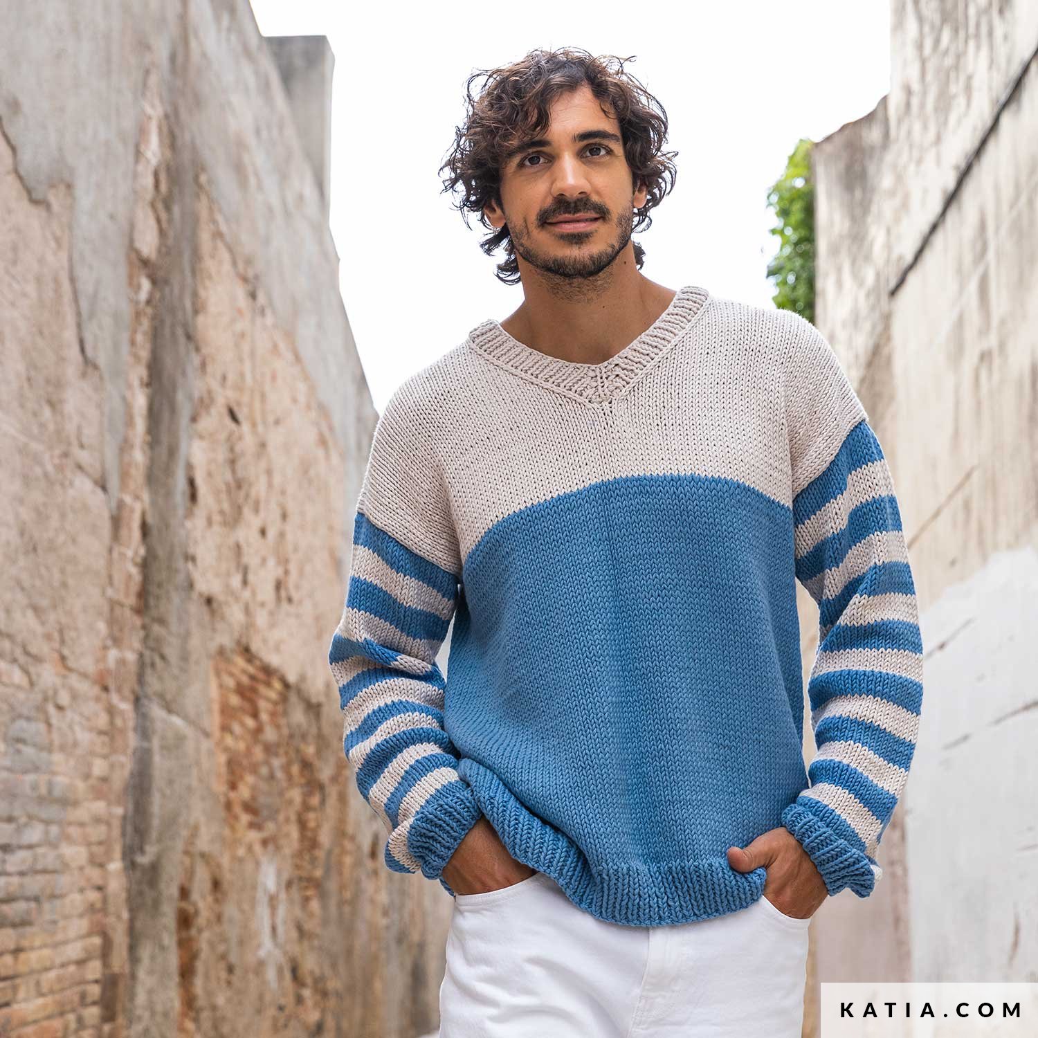 メンズウェア vintage cotton design knit Sweater - Man - Spring / Summer - models & patterns | Katia.com