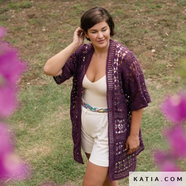 patron tejer punto ganchillo mujer chaqueta primavera verano katia 7695 5 p
