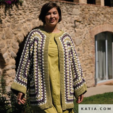 patron tejer punto ganchillo mujer chaqueta primavera verano katia 7695 6 p