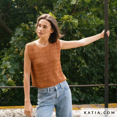 patron tejer punto ganchillo mujer top primavera verano katia 7695 1 p