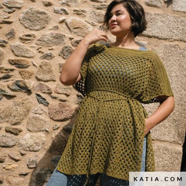 patroon breien haken dames jurk lente zomer katia 7695 8 p