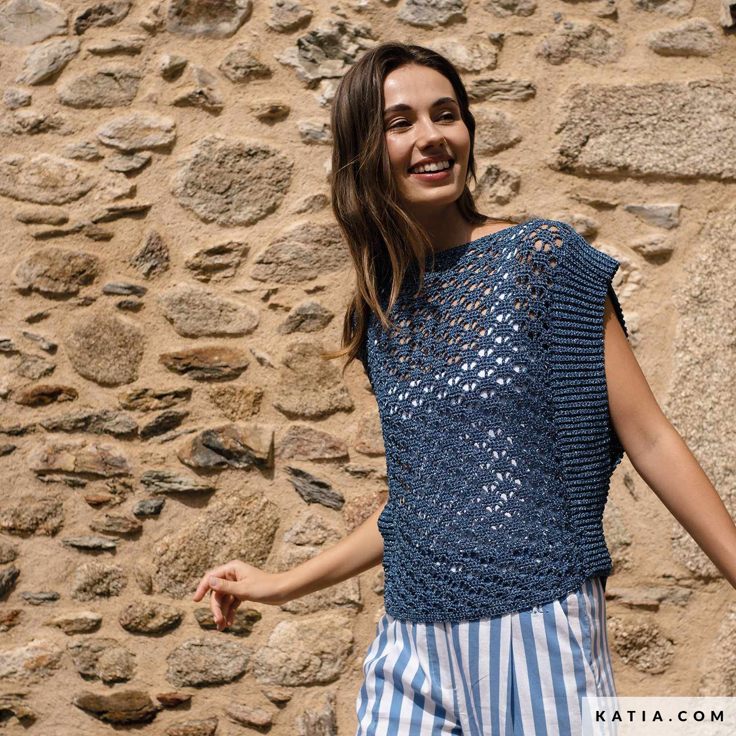 トップス kitty knit tops pattern-knit-crochet-woman-top