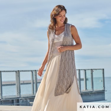 patron tejer punto ganchillo mujer chaleco primavera verano katia 7696 7 p