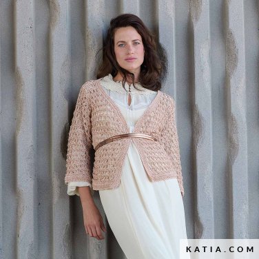 patron tejer punto ganchillo mujer chaqueta primavera verano katia 7696 1 p