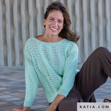 patron tejer punto ganchillo mujer jersey primavera verano katia 7696 13 p