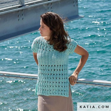 patron tejer punto ganchillo mujer top primavera verano katia 7696 12 p
