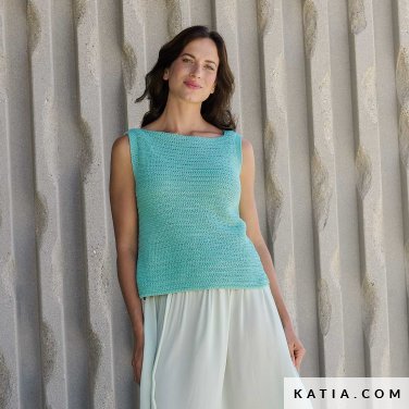 patron tejer punto ganchillo mujer top primavera verano katia 7696 14 p