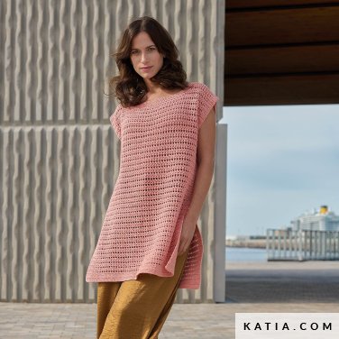 patron tejer punto ganchillo mujer top primavera verano katia 7696 2 p