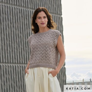 patron tejer punto ganchillo mujer top primavera verano katia 7696 5 p