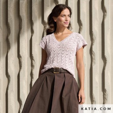 patron tejer punto ganchillo mujer top primavera verano katia 7696 6 p