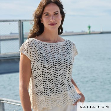 patron tejer punto ganchillo mujer top primavera verano katia 7696 8 p