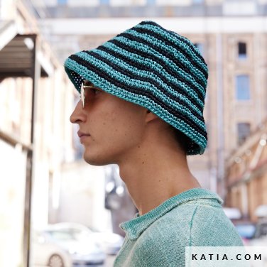 patron tejer punto ganchillo hombre gorro primavera verano katia 7697 16 p