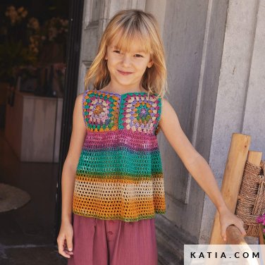 patroon breien haken kinderen topje lente zomer katia 7901 4 p