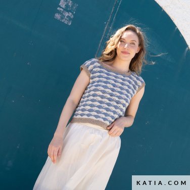 patron tejer punto ganchillo mujer top primavera verano katia 7903 16 p