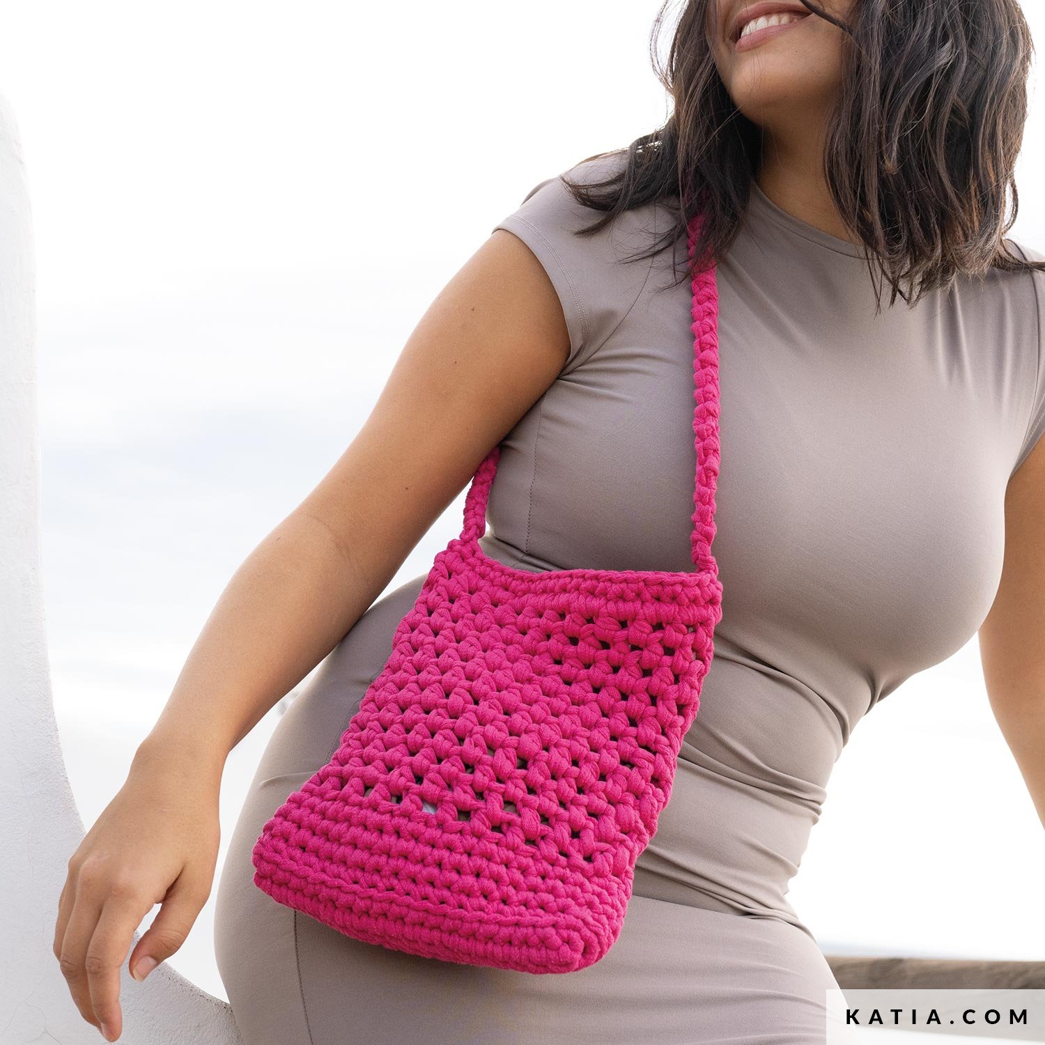 【TATIANA】Liri Crochet Knit Cotton Shoulder Bag バッグ Crochet PATTERN, XL Lightweight Packable Raffia Beach Bag