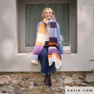 patroon breien haken dames sjaal herfst winter katia 7912 9 p