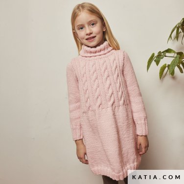 patroon breien haken kinderen jurk herfst winter katia 7921 12 p