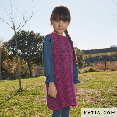 patroon breien haken kinderen jurk herfst winter katia 7921 18 p