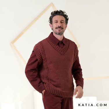 Gilet Uomo In Pura Lana Merino 100% - Scollo A V, Morbido E Leggero, Chanyarn Autunno Inverno
